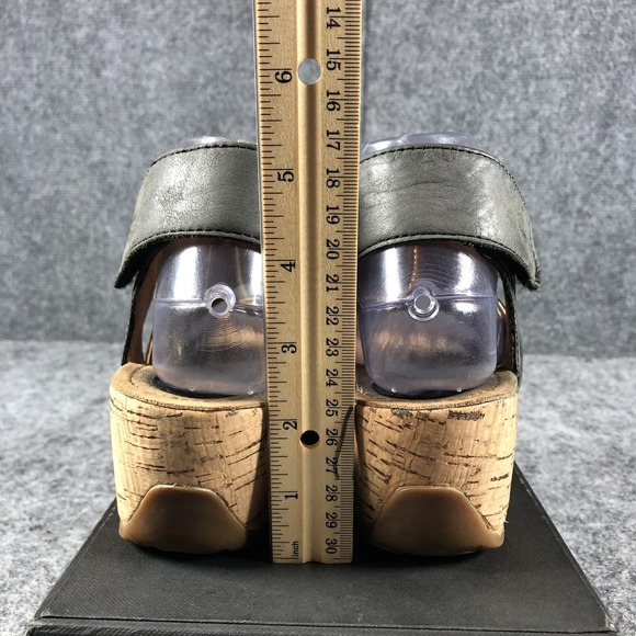 Bussola Wedge Sandals Womens Size 6.5 EU Gray Cork Crisscross Open Toe Backstrap - Picture 8 of 15